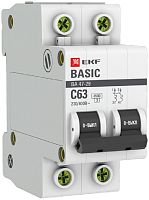 Выключатель автоматический EKF Basic ВА47-29 2п 63А C 4.5кА картинка